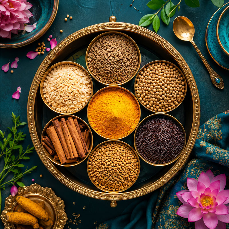 Ayurvedik yedi baharat kutusu