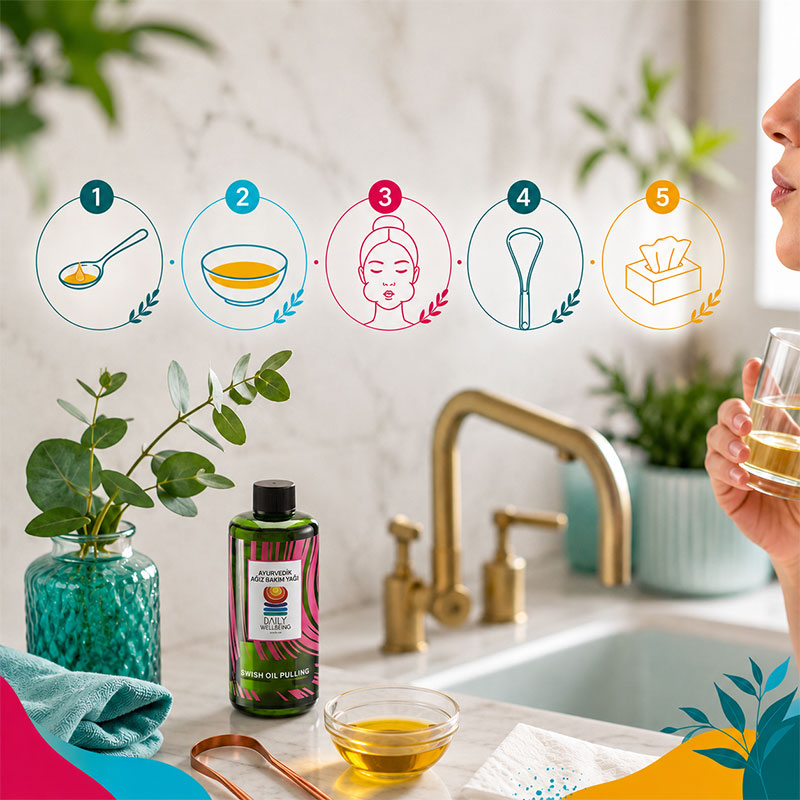 Oil Pulling ağızda yağ çalkalama işleminin adımları