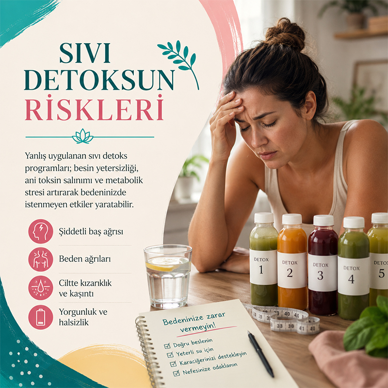 Kontrolsüz sıvı detoks programlarının yol açabileceği riskler