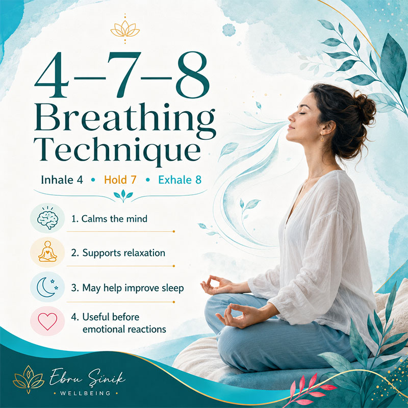 4-7-8 breathing technique for relaxation, stress regulation and better sleep