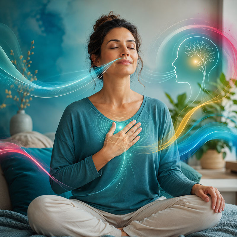 Conscious nasal breathing supporting calmness, emotional balance and mental clarity