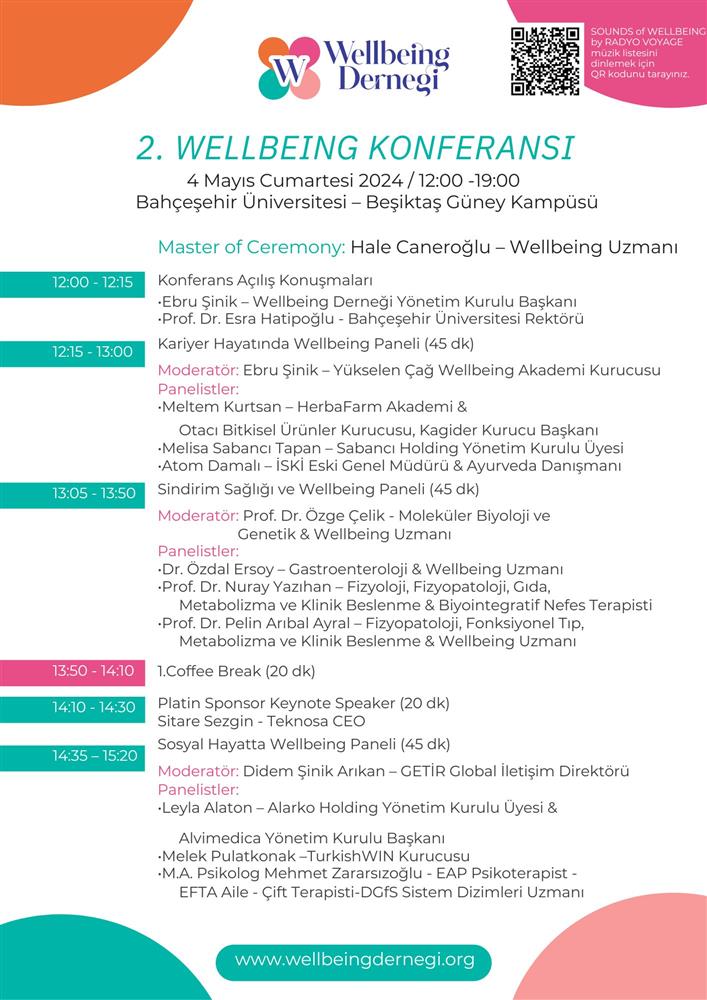 First section of the Second Wellbeing Conference programme